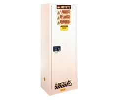 Sure-Grip® EX Slimline Flammable Safety Cabinet, Cap. 22 gallons, 3 shelves, 1 m/c door, White.