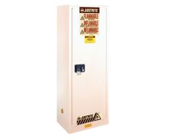 Sure-Grip® EX Slimline Flammable Safety Cabinet, Cap. 22 gallons, 3 shelves, 1 s/c door, White.