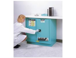 ChemCor® Undercounter Corrosives/Acids Safety Cabinet, Cap. 22 gallons, 1 shelf, 2 s/c doors, Blue.