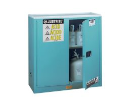 Sure-Grip® EX Corrosives/Acid Stl Safety Cabinet, Dims. 44"H, Cap. 30 gal., 1 shlf, 2 m/c drs, Blue.