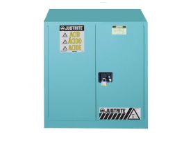 ChemCor® Corrosives/Acids Safety Cabinet, Cap. 30 gallons, 1 shelf, 2 self-close doors, Blue.
