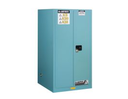 Sure-Grip® EX Corrosives/Acid Steel Safety Cabinet, Cap. 90 gallons, 2 shelves, 2 s/c doors, Blue.