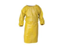 KleenGuard A70 Chemical Spray Protection Smock, Elastic Wrist, Back Opening, Yellow, 44in