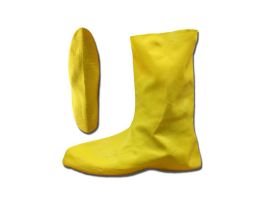 HAZMAT/NUKE BOOTS, .75 MM. Natural RUBBER, YELLOW, UNLINED, 12-INCH LENGTH, RIBBED/TEXTURED SOLE