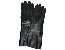 18""BLACK DBL DIP PVC GLOVE-SANDY-INTERLOCK LINED