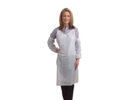 1.25 MIL WHITE POLYETHYLENE APRON, EMBOSSED, 28" X 46", 100 PCS/POLYBAG