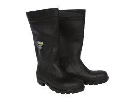 BLACK BOOT WITH BLACK PVC SOLE, EVA INSOLE, STEEL TOE, COTTON LINED, 16-INCH LENGTH, OVER-THE-SOCK STYLE