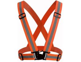 COR-BRITE®, ORANGE REFLECTIVE SUSPENDERS/BRACES, 4 CM. FLUORESCENT ELASTIC STRAPS, 1.5 CM SILVER REFLECTIVE HEAT TRANSFER FILM, BLACK PLASTIC BUCKLE, FULLY ADJUSTABLE, NON-RATED