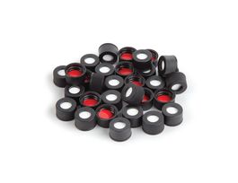 WISP 48 Caps and Septa, Preassembled, 13-425 Blk Poly Red/PTFE/ Sil Septa 0.065" 100Pack
