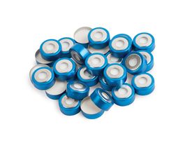 BiMetal Magnetic Seals w/Septa, Blue Bi-Metal, 3mm PTFE/Silicone Septum w/8mm Hole, 1000-pk