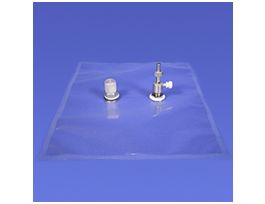 Tedlar Sampling Bag, w/ Push/Pull Valve & SS Septum Fitting, 0.5 Liter capacity, 6" x 6", 10-pk