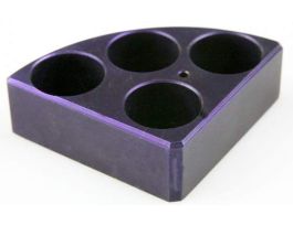 Purple quarter reaction block, 4 holes 20 ml reaction vessel 28mm dia x 24mm depth