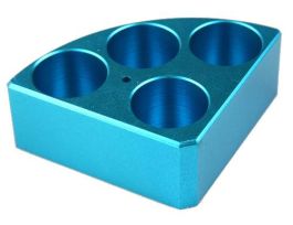 Blue quarter reaction block, 4 holes 30 ml reaction vessel 28mm dia x 30mm depth