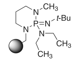 2-tert-Butylimino-2-diethylamino-1,3-dimethyl-perhydro-1,3,2-diazaphosphorine on polystyreneextent of labeling: ~2.2 mmol/g base loading