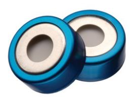 Vial crimp seals, BiMetal (magnetic), 20 mm, with PTFE/silicone septa, pkg 100green seal, PTFE/silicone septa, diam. x thickness 20 mm x 3 mm