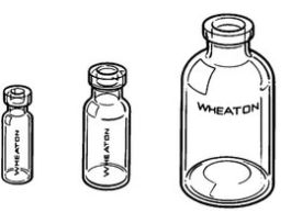Wheaton glass serum bottlevolume 50 mL, clear, O.D. 20 mm, diam. x H 43 mm x 73 mm 12EA