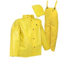 DuraScrim™ Suit - Yellow - 3 Piece Suit - Jacket - Storm Fly Front - Detachable Hood - Snap Fly Front Overall