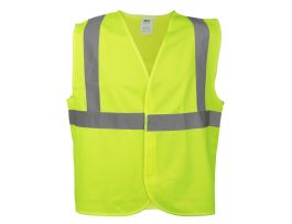 COR-BRITE®, TYPE R, CLASS II, LIME SOLID FABRIC VEST, HOOK & LOOP CLOSURE, 2-INCH SILVER REFLECTIVE TAPE