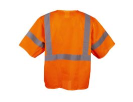 COR-BRITE®  TYPE R, CLASS III, ORANGE MESH VEST, ZIPPER CLOSURE, 2-INCH SILVER REFLECTIVE TAPE, POCKETS: TWO INSIDE LOWER, ONE OUTSIDE LOWER, CHEST WITH 4-DIVISION PEN POCKET