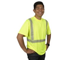 COR-BRITE® TYPE R, CLASS II, COMFORT STRETCH T-SHIRT, SHORT SLEEVES, CHEST POCKET, 2-INCH SILVER SEGMENTED REFLECTIVE TAPE