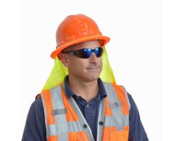 NECK SHADE, LIME MESH, ORANGE ELASTIC HELMET BAND, ORANGE/SILVER TWO-TONE TAPE