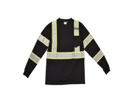 COR-BRITE®, NON-RATED, BLACK BIRDSEYE POLYESTER SHIRT, LONG SLEEVES, CHEST POCKET, ONE MIC TAB, SEGMENTED TWO-TONE REFLECTIVE TAPE