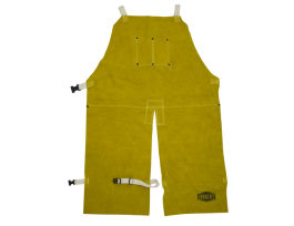 LEATHER SPLIT LEG APRON ANODIZED SNAPS AND RIVE