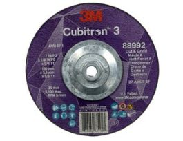 3M™ Cubitron™ 3 Cut and Grind Wheel, 88992, 36+, T27, 7 in x 1/8 in x 5/8 in-11 (180 x 3.2 mm x 5/8-11 in), ANSI, 10 ea/Case