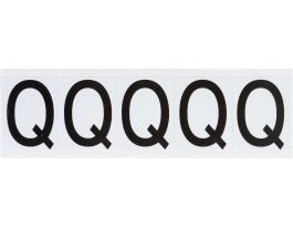 Vinyl 1.938 in Numbers and Letters Black on White Q Card of 5 Labels