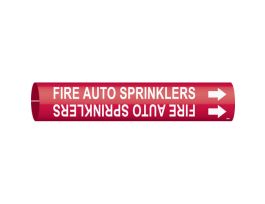 FIRE AUTO SPRINKLERS Pipe Marker, Fits Pipes 2.5" Dia. Thru 3.875" Dia.