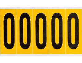 Outdoor Vinyl 3.875 in Black on Yellow Numbers 0 Card of 5 Labels