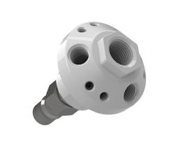 Solvent Waste Manifold, PTFE, Justrite SS, 1x1/2"NPT, 3x1/4"NPT, 6x1/4-28; 1/ea