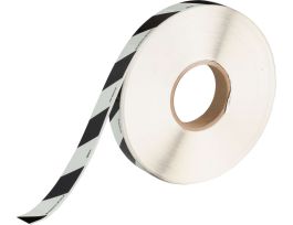 BradyGlo™ NYC Egress Marking Tape Roll - Glow-In-The-Dark Self Sticking Polyester, Diagonal Stripes, Black on Glow, 1" x  250'