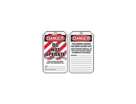 Lockout/Tagout Tag, Danger-Do Not Operate, 5.8x3.1", Cardstock; 25/Pk
