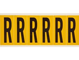 Outdoor Vinyl 3 in Black on Yellow Letters R Card of 6 Labels