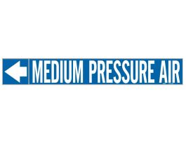 MEDIUM PRESSURE AIR Pipe Marker, 1" H x 8" W, Roll of 25 Each, Fits Pipes 1.5" Dia. Thru 2" Dia.