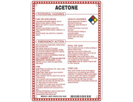 Isopropyl Acetate Potential Hazards Sign, 10" H x 7" W x 0.1" D, Black/Blue/Red/Yellow on White