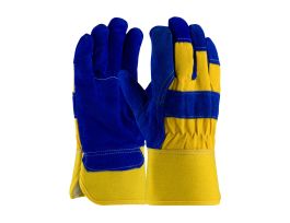 Split Cowhide, Gunn Cut, Fleece Pile,BL Split Palm,Ylw Fabric Bk,SC, XL