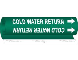 Wrap Around Pipe Marker: COLD WATER RETURN8" H x 5" W, Fits Pipes 0.5" Dia. Thru 1.375" Dia.