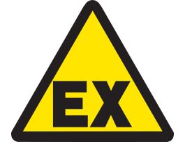 Warning Labels: Vinyl, Black on Yellow, 2" H x 2" W, Explosive Atmosphere Pictogram