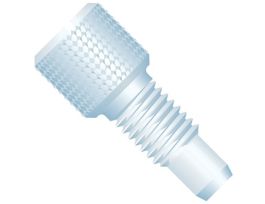 Fingertight One-Piece Fitting, Diamond Knurl, Natural PCTFE, 1/8" OD Tubing, 1/4-28 Coned; 1/EA