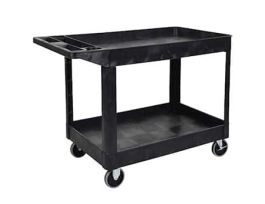 Tub Shelf Utility Cart, Heavy Duty, with Two 2-1/2" Tub Shelves, Black