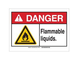 DANGER Flammable Liquids. Sign, 7" H x 10" W x 0.06" D, Polystyrene