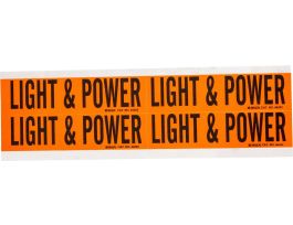 Light and Power Conduit and Voltage Lbls 1.125 in H x 4.125 in W BK on OR 4/CD