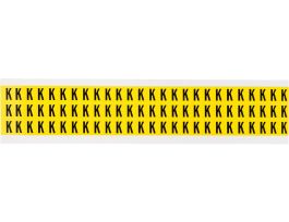 Repositionable Vinyl 0.375 in Black on Yellow, Letters K Card of 78 Labels