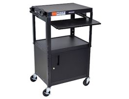 Adjustble Steel AV Cart Cabnet, Pullout, Black