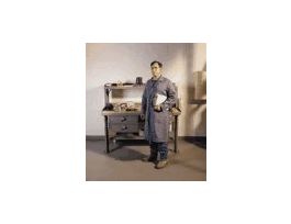 Shop Coat, Wrinkle-Free, Snap Closures, 43.75"L, Small