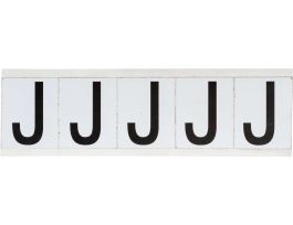 Vinyl 1.938 in Numbers and Letters Black on White J Card of 5 Labels