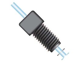 Flanged Fitting, 5/16" Square, Black Acetal, 1/18" OD Tubing, 1/4-28 Flat-Bottom; 1/EA