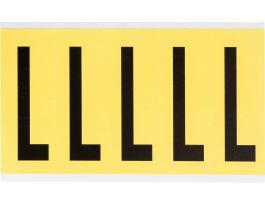Repositionable Vinyl 4 in Black on Yellow, Letters L Card of 5 Labels